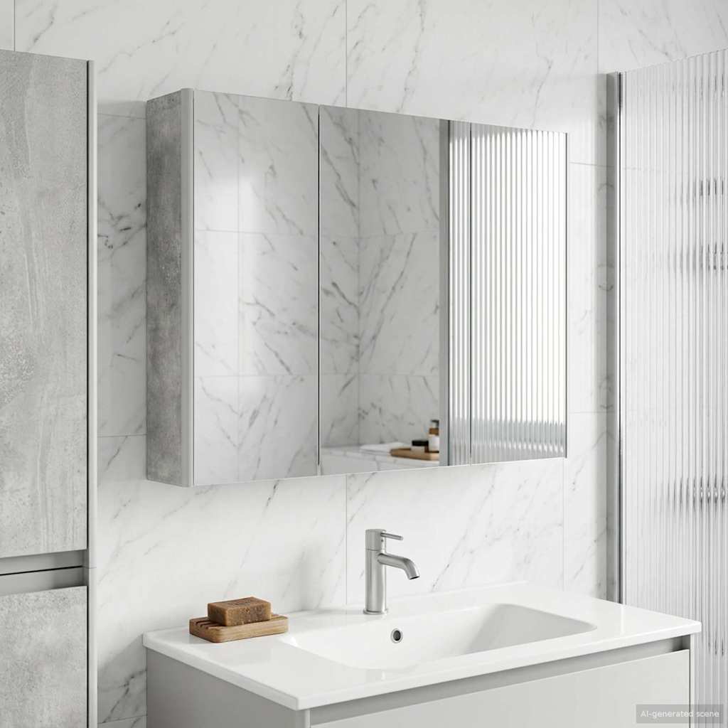 Badezimmerspiegelschrank Beton Grau 103,5 x 15,5 x 70 cm