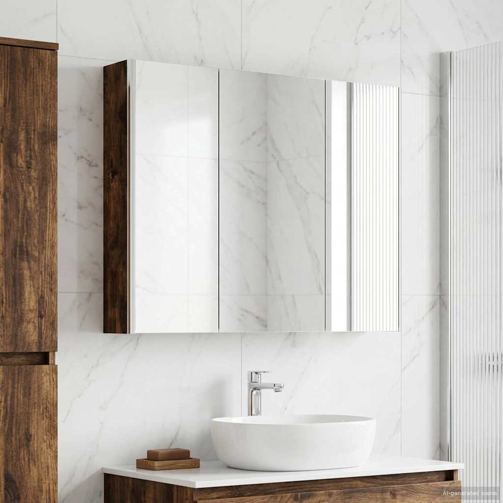 Badezimmerspiegelschrank Geräucherte Eiche 103,5 x 15,5 x 70 cm