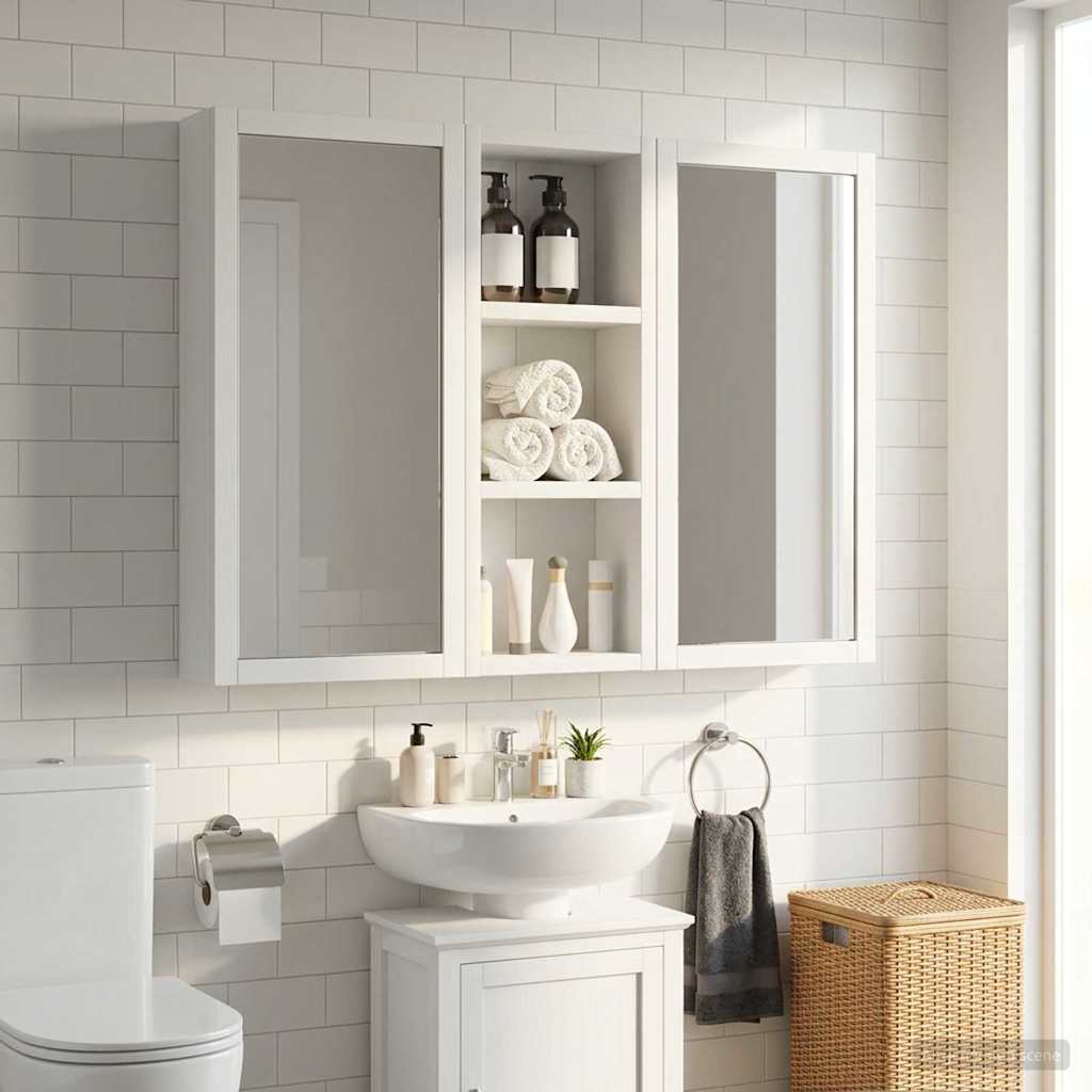 Badezimmer-Wandschrank Weiß 20 x 10 x 50 cm Holzwerkstoff
