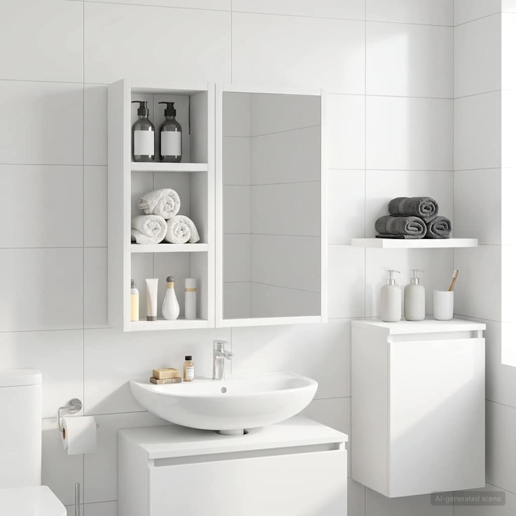 Badezimmer-Wandschrank Weiß 20 x 10 x 50 cm Holzwerkstoff