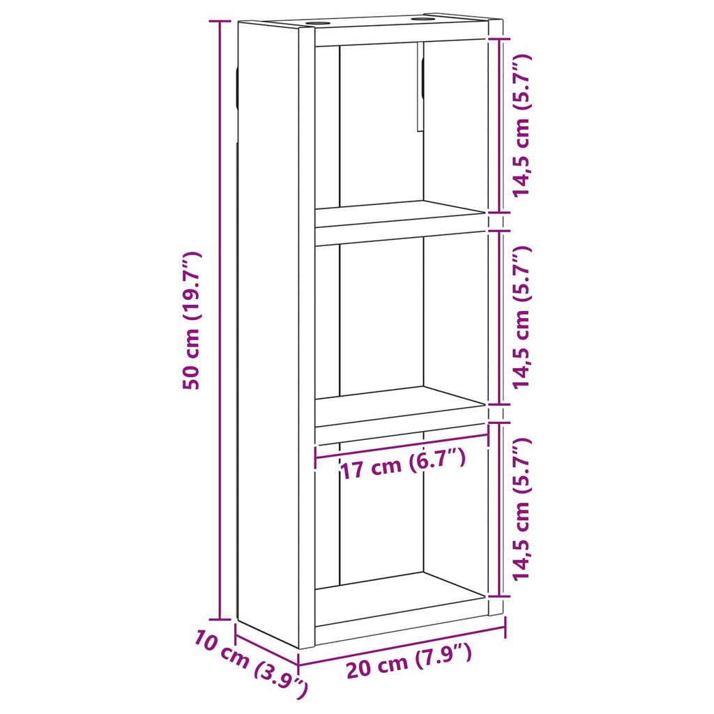 Badezimmer-Wandschrank Weiß 20 x 10 x 50 cm Holzwerkstoff