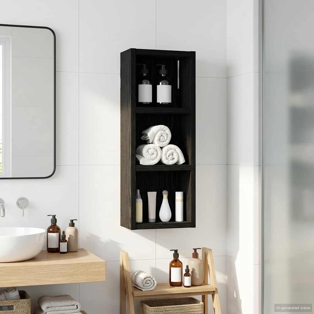 Badezimmer-Wandschrank mit Regal Schwarze Eiche 20 x 10 x 50 cm