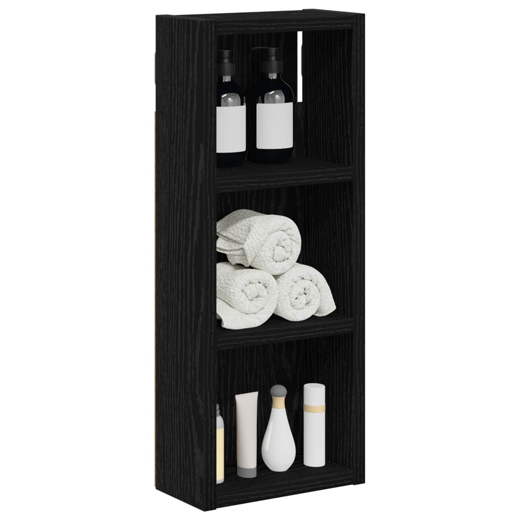 Badezimmer-Wandschrank mit Regal Schwarze Eiche 20 x 10 x 50 cm