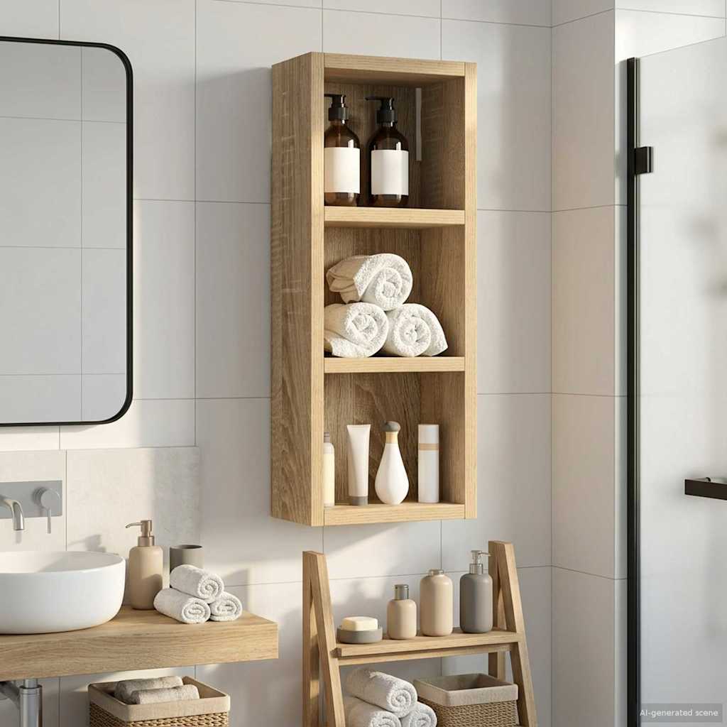 Badezimmer-Wandschrank mit Regal Sonoma-Eiche 20 x 10 x 50 cm