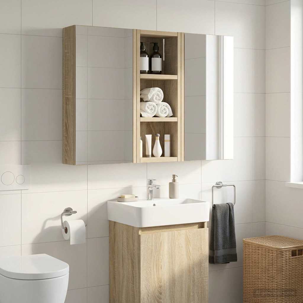 Badezimmer-Wandschrank mit Regal Sonoma-Eiche 20 x 10 x 50 cm