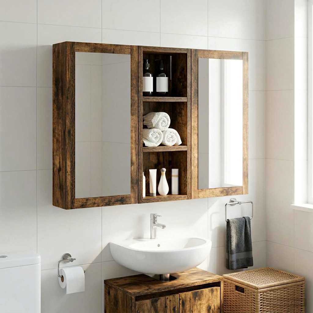 Badezimmer-Wandschrank Geräucherte Eiche 20 x 10 x 50 cm