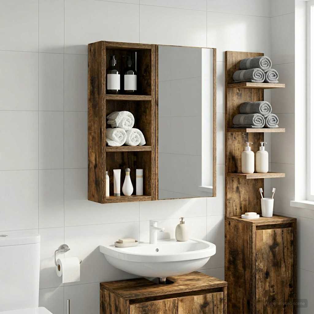 Badezimmer-Wandschrank Geräucherte Eiche 20 x 10 x 50 cm