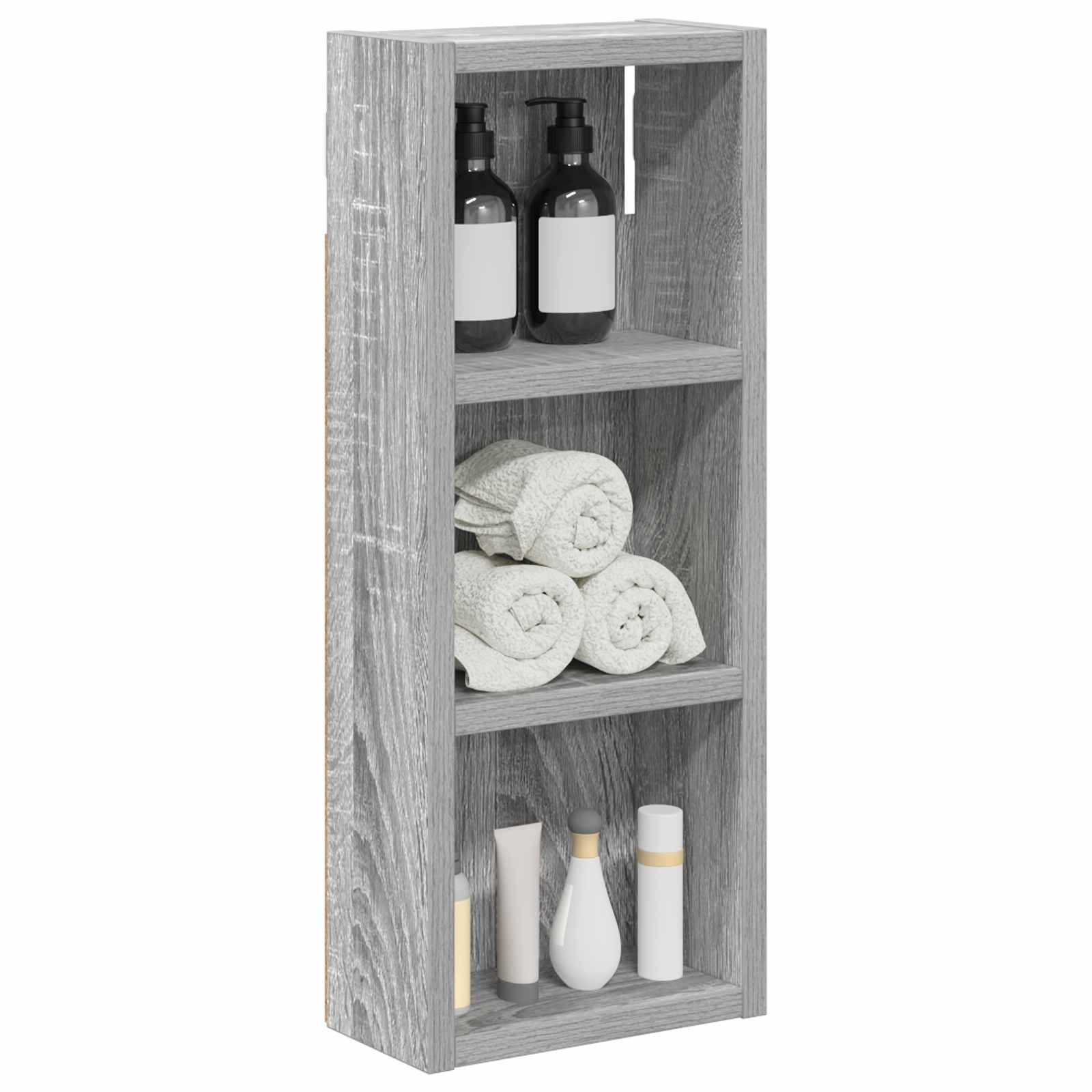 Badezimmer-Wandschrank mit Regal Graues Sonoma 20 x 10 x 50 cm