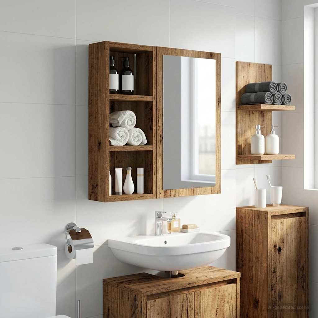 Badezimmer-Wandschrank Altholz 20 x 10 x 50 cm Holzwerkstoff