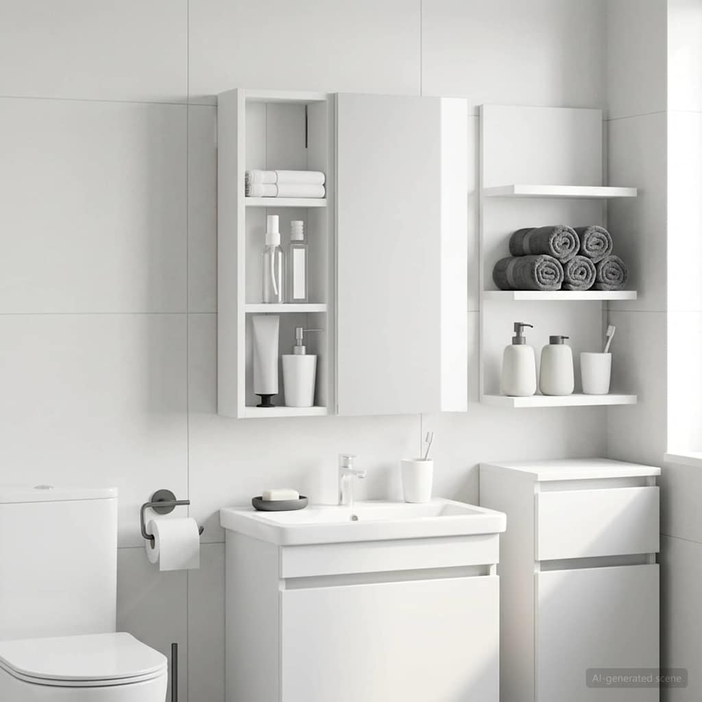 Badezimmer-Wandschrank Weiß 20 x 10 x 60,5 cm Holzwerkstoff