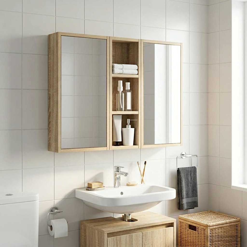 Badezimmer-Wandschrank mit Regal Sonoma-Eiche 20 x 10 x 60,5 cm