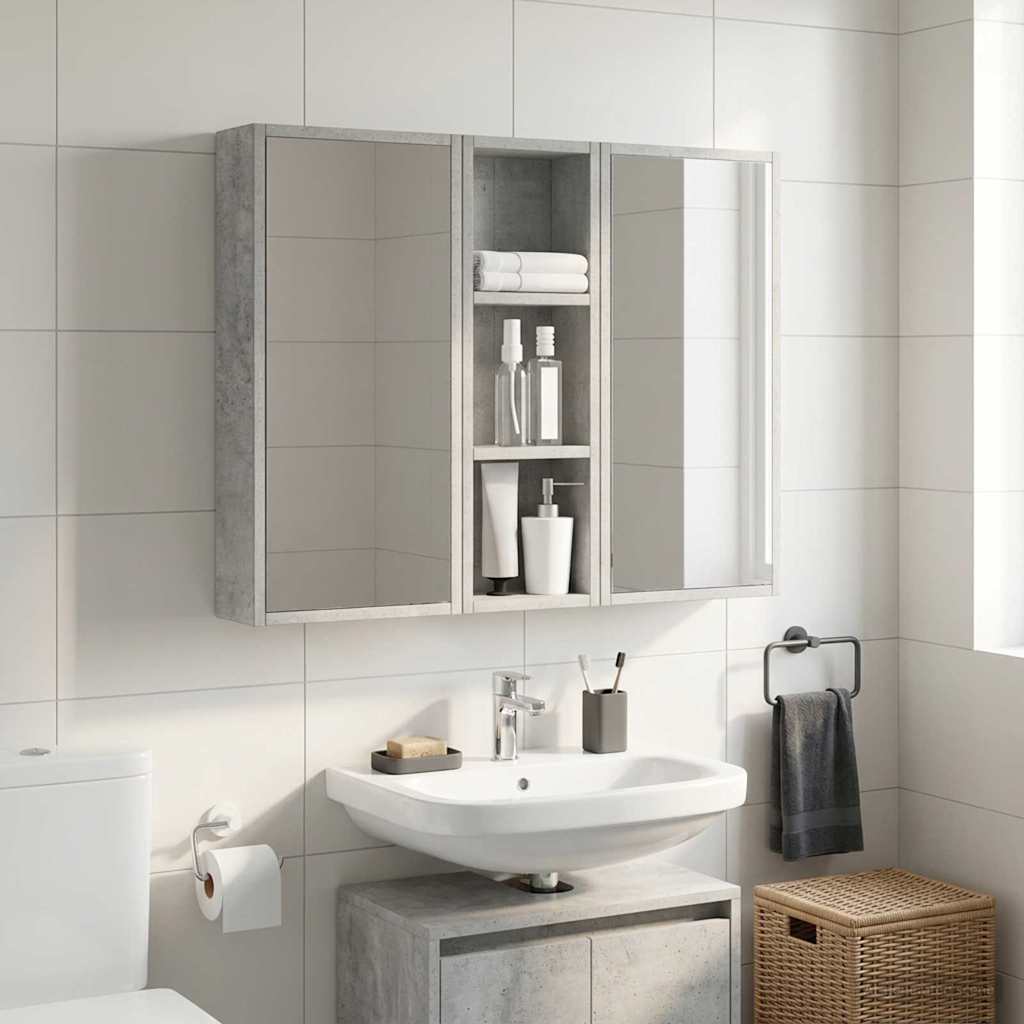 Badezimmer-Wandschrank mit Regal Betongrau 20 x 10 x 60,5 cm