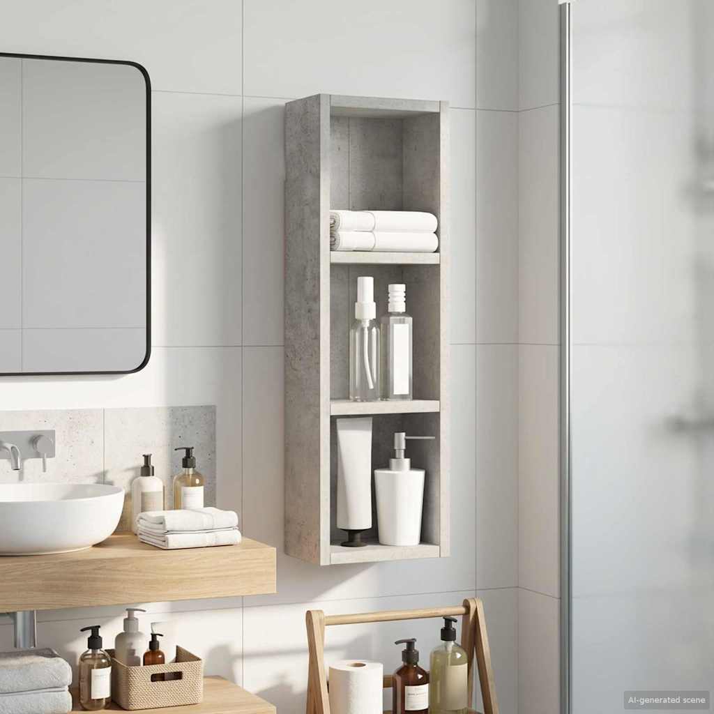Badezimmer-Wandschrank mit Regal Betongrau 20 x 10 x 60,5 cm