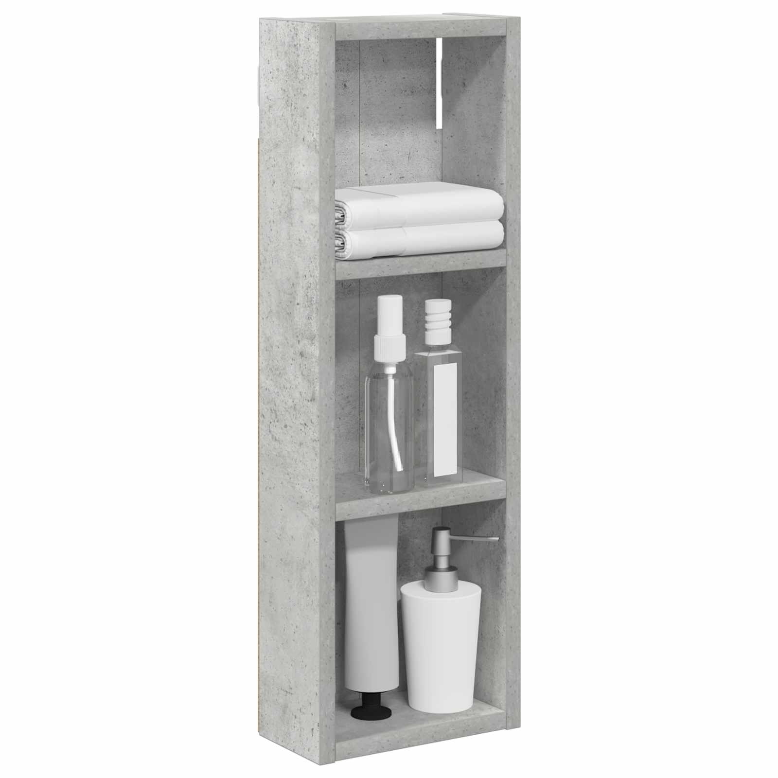Badezimmer-Wandschrank mit Regal Betongrau 20 x 10 x 60,5 cm