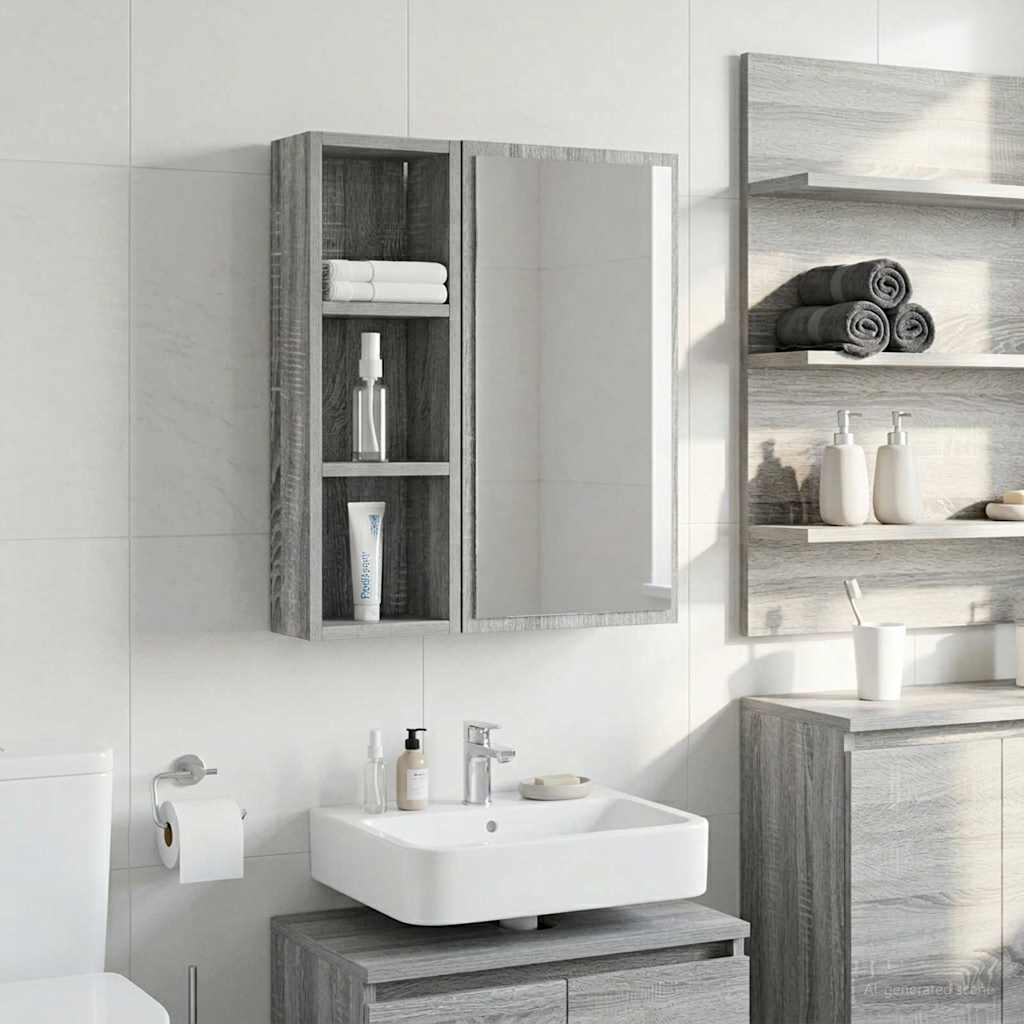Badezimmer-Wandschrank Graues Sonoma 20 x 10 x 60,5 cm