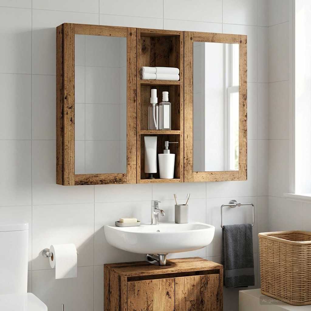 Badezimmer-Wandschrank Altholz 20 x 10 x 60,5 cm Holzwerkstoff