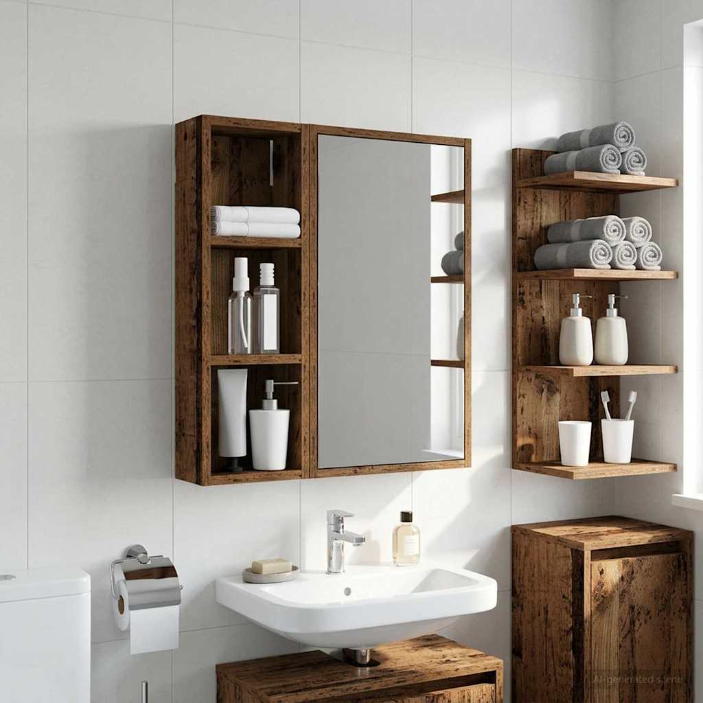 Badezimmer-Wandschrank Altholz 20 x 10 x 60,5 cm Holzwerkstoff