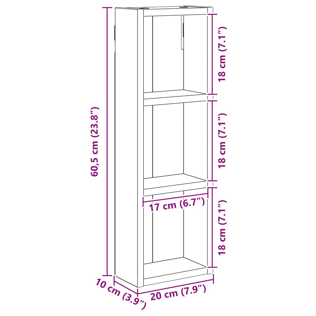 Badezimmer-Wandschrank Altholz 20 x 10 x 60,5 cm Holzwerkstoff