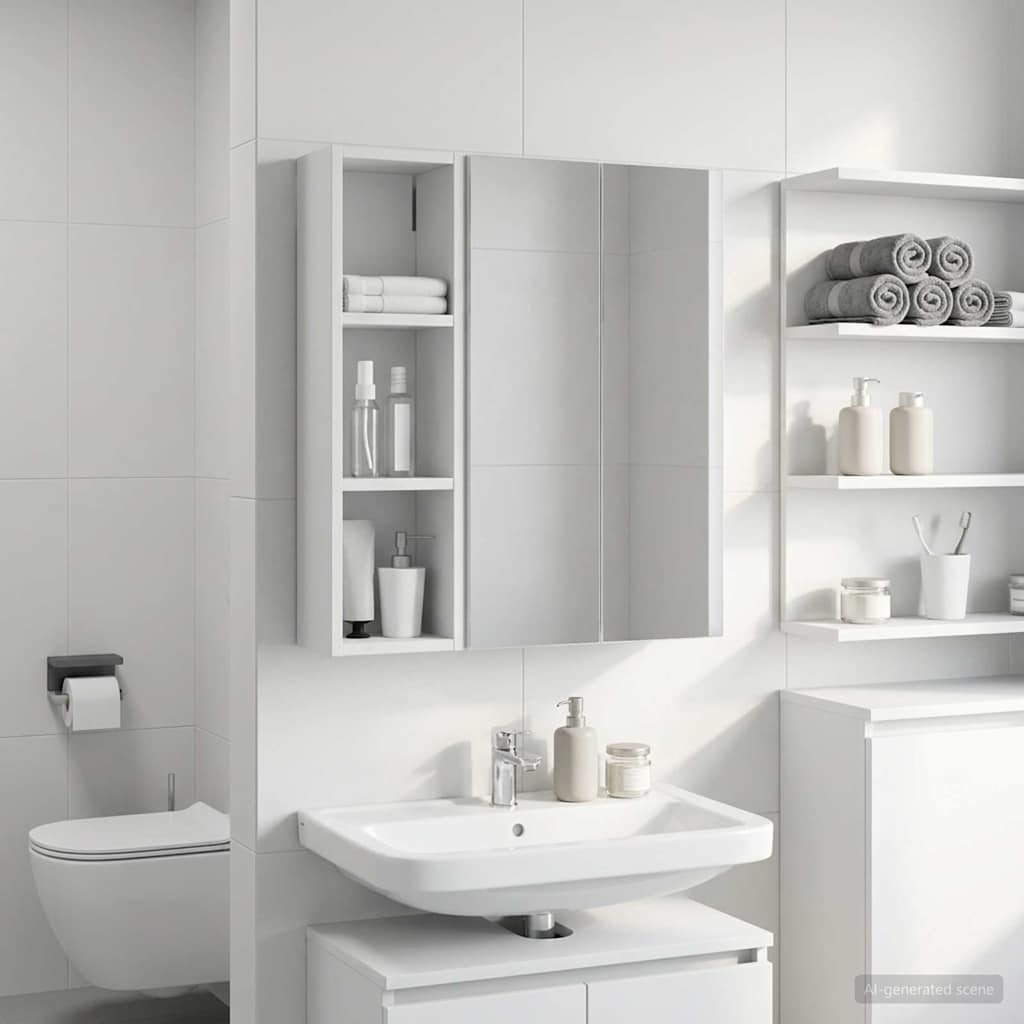 Badezimmer-Wandschrank Weiß 20 x 14 x 70 cm Holzwerkstoff