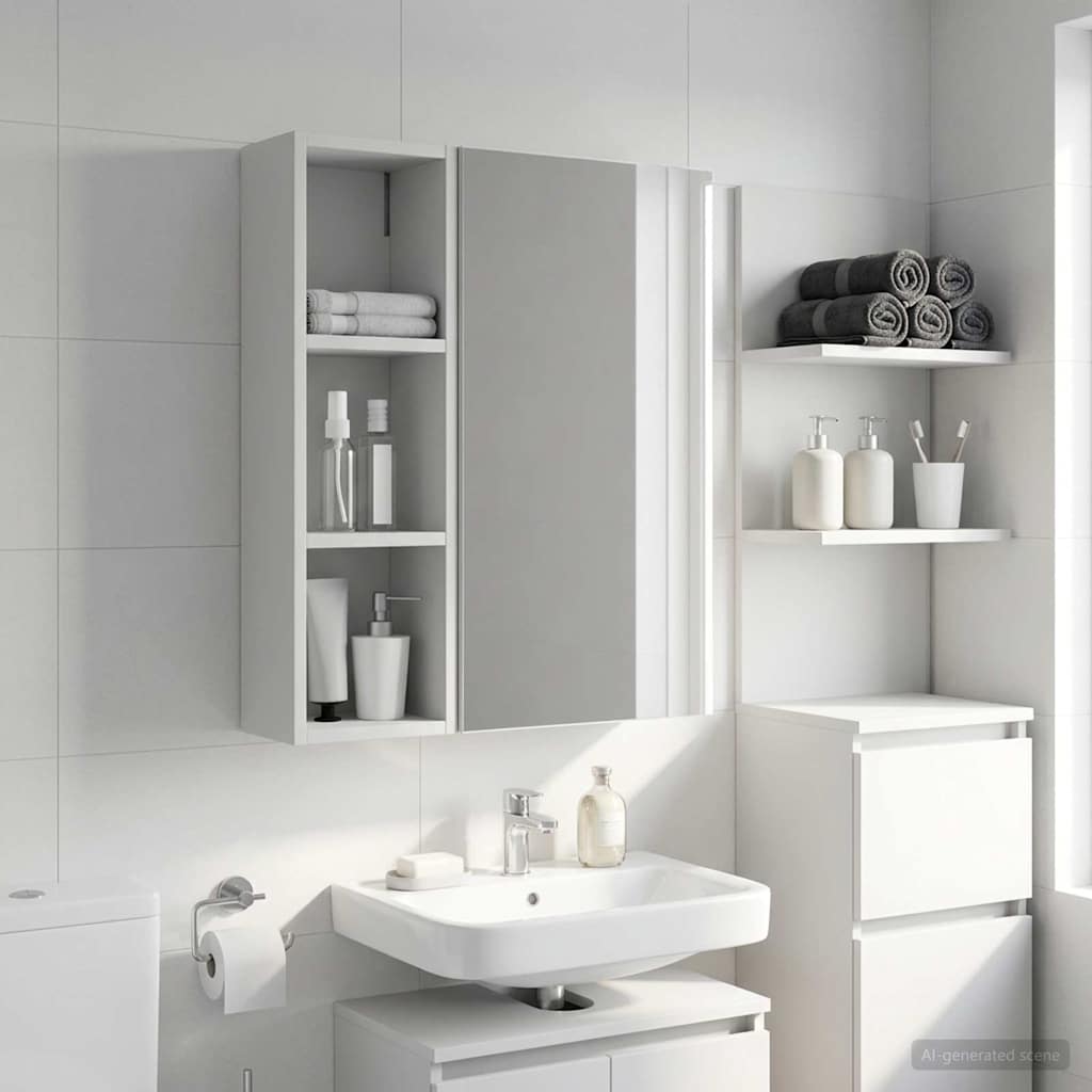 Badezimmer-Wandschrank Weiß 20 x 14 x 70 cm Holzwerkstoff