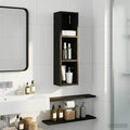 Badezimmer-Wandschrank mit Regal Schwarze Eiche 20 x 14 x 70 cm