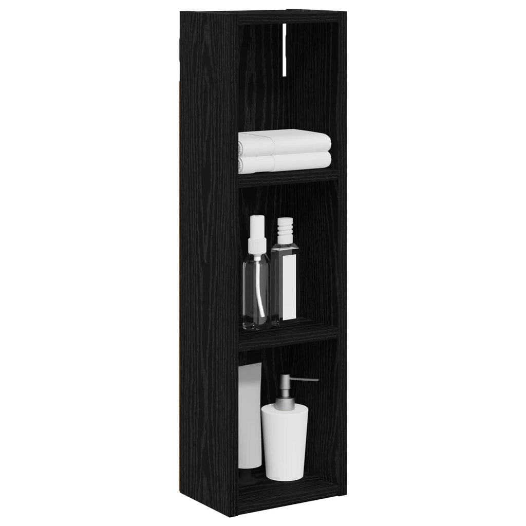 Badezimmer-Wandschrank mit Regal Schwarze Eiche 20 x 14 x 70 cm