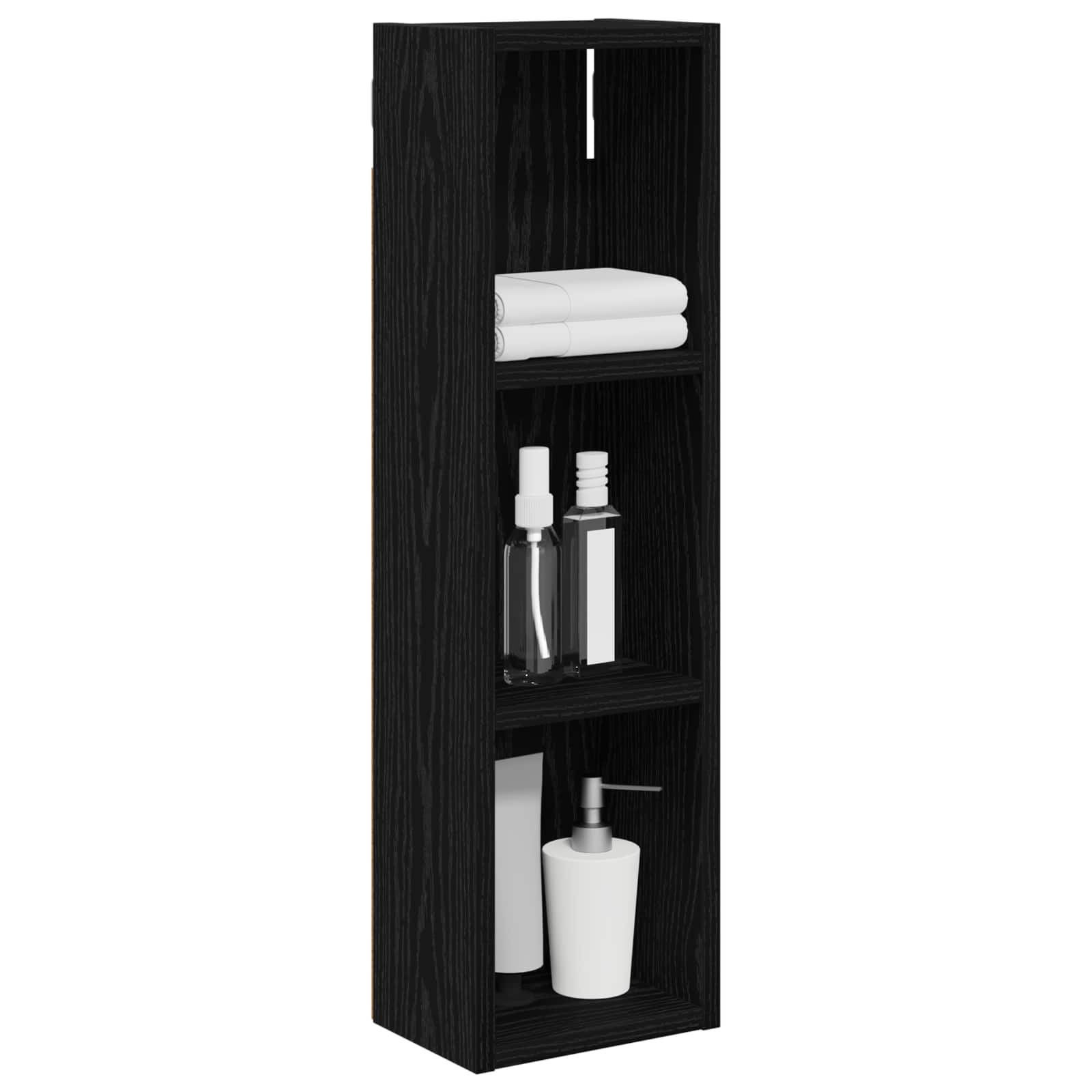 Badezimmer-Wandschrank mit Regal Schwarze Eiche 20 x 14 x 70 cm