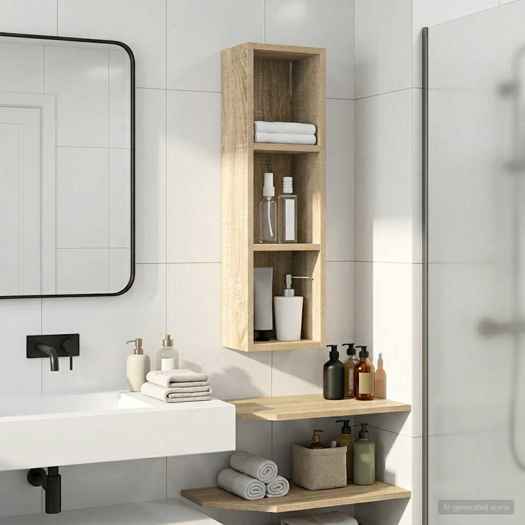 Badezimmer-Wandschrank mit Regal Sonoma-Eiche 20 x 14 x 70 cm