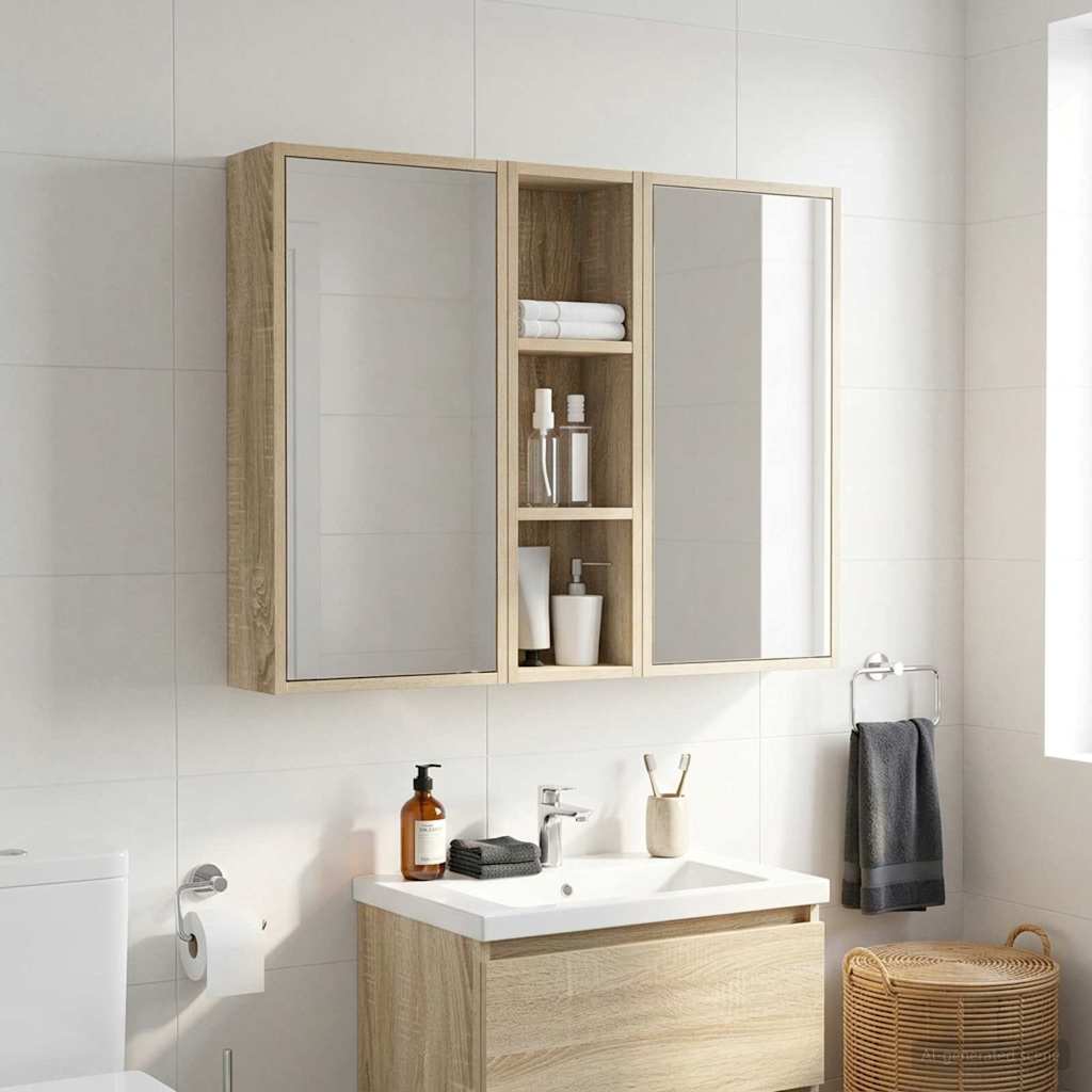 Badezimmer-Wandschrank mit Regal Sonoma-Eiche 20 x 14 x 70 cm