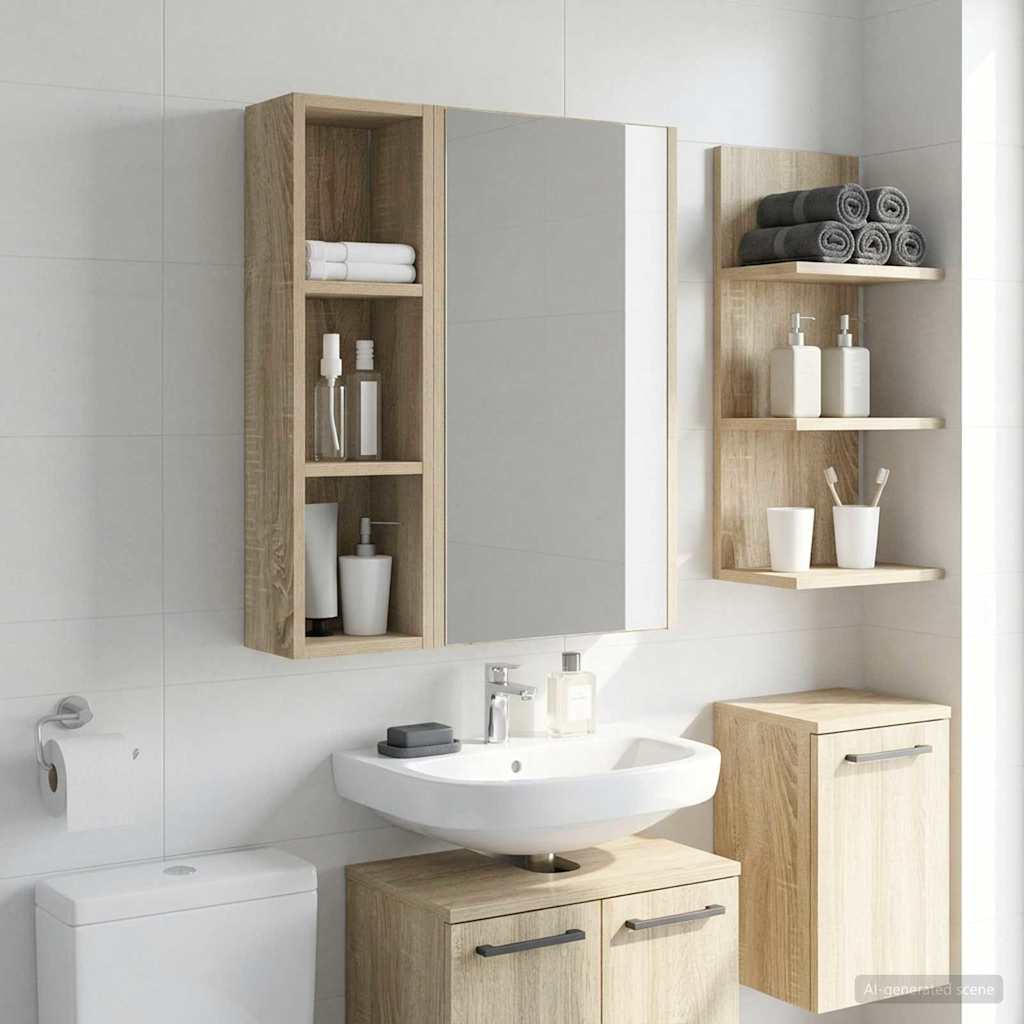 Badezimmer-Wandschrank mit Regal Sonoma-Eiche 20 x 14 x 70 cm