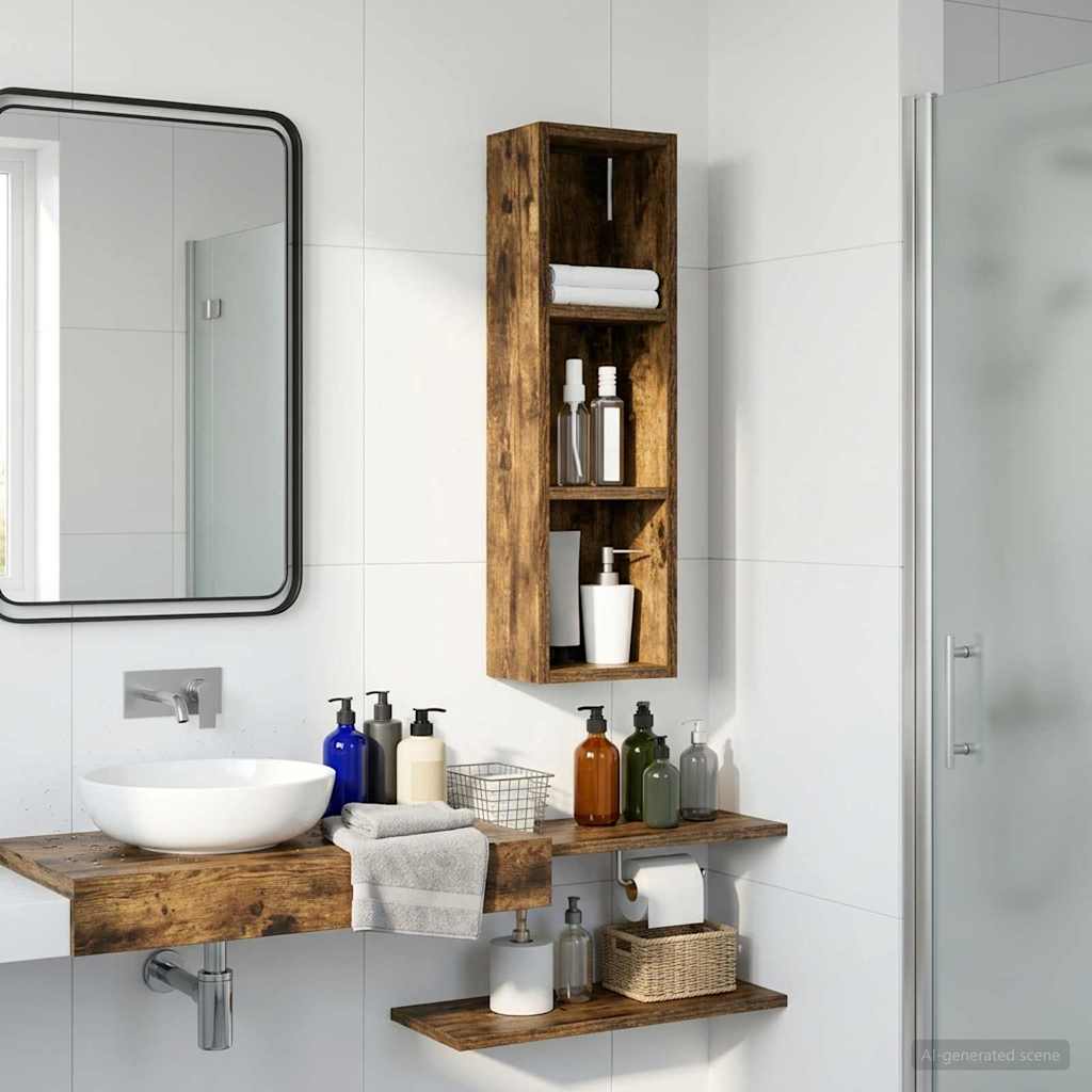 Badezimmer-Wandschrank Geräucherte Eiche 20 x 14 x 70 cm