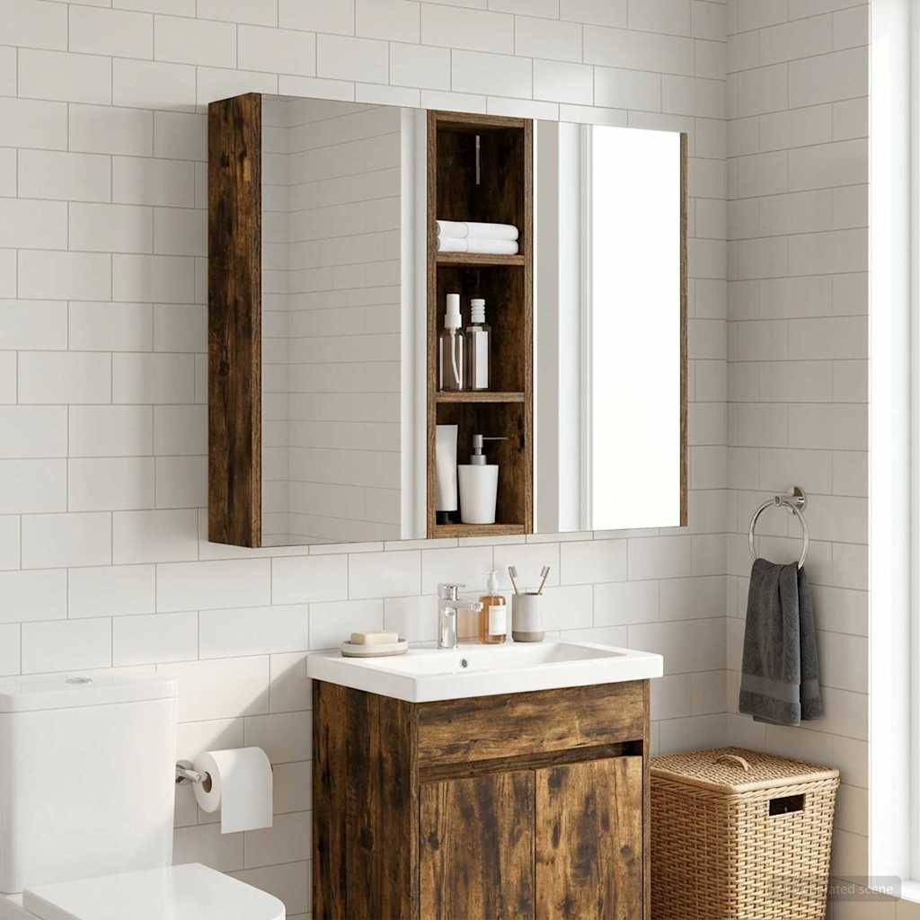 Badezimmer-Wandschrank Geräucherte Eiche 20 x 14 x 70 cm