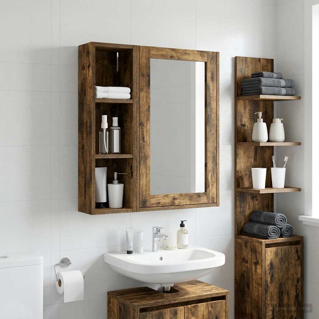 Badezimmer-Wandschrank Geräucherte Eiche 20 x 14 x 70 cm