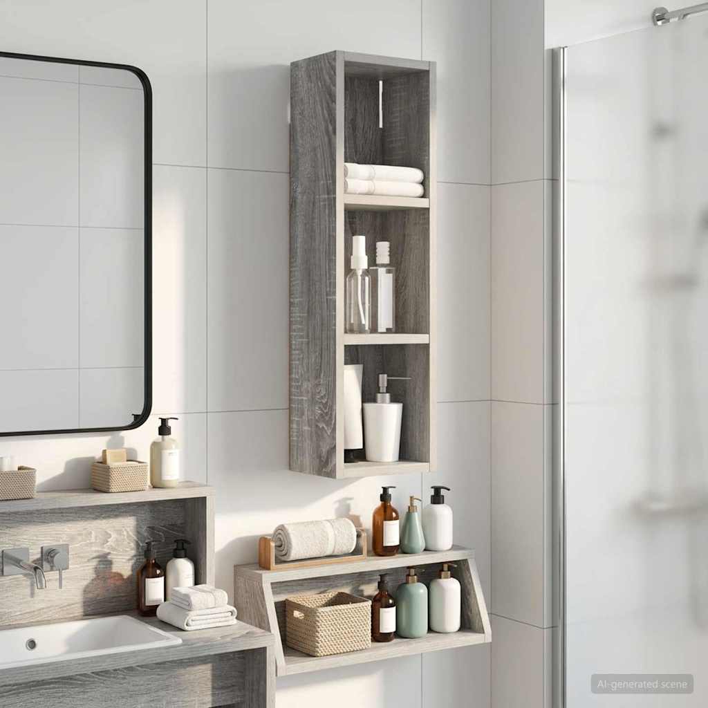 Badezimmer-Wandschrank mit Regal Graues Sonoma 20 x 14 x 70 cm