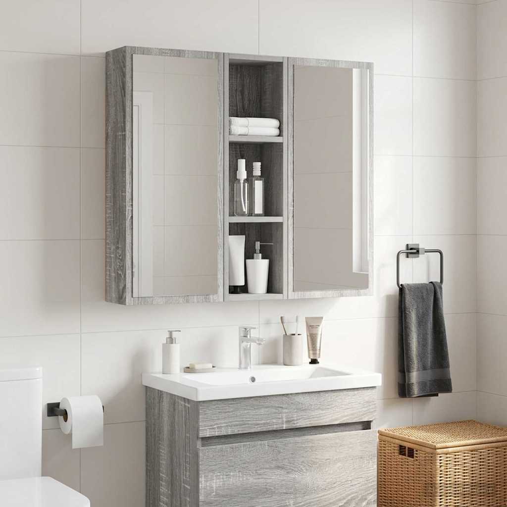 Badezimmer-Wandschrank mit Regal Graues Sonoma 20 x 14 x 70 cm