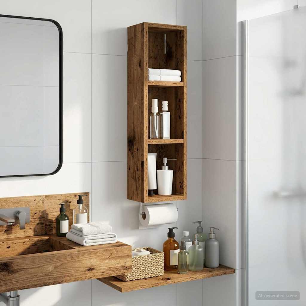 Badezimmer-Wandschrank Altholz 20 x 14 x 70 cm Holzwerkstoff