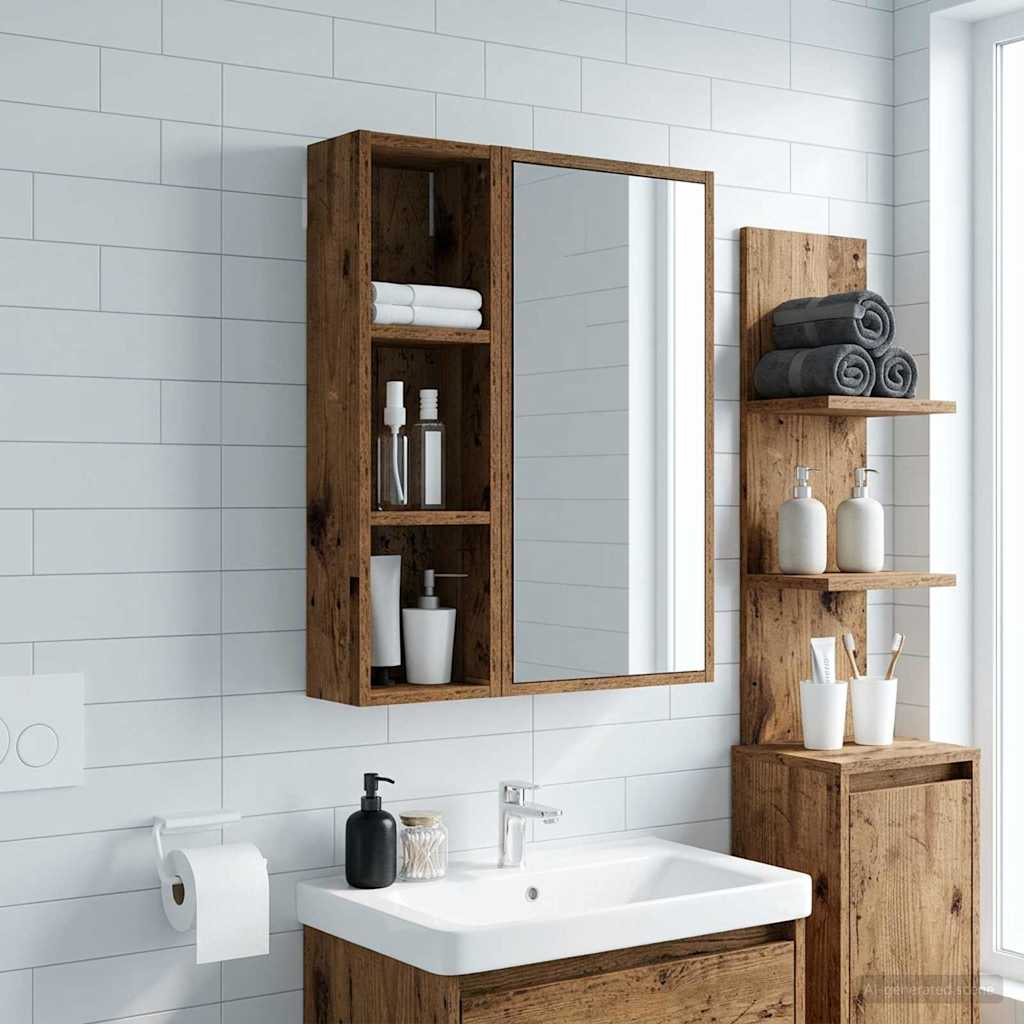 Badezimmer-Wandschrank Altholz 20 x 14 x 70 cm Holzwerkstoff