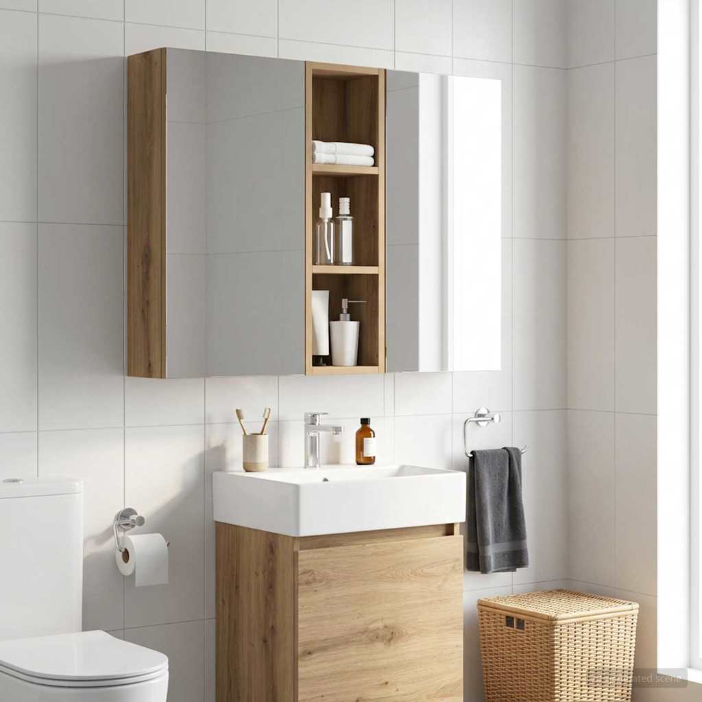 Badezimmer-Wandschrank Kunsthandwerk Eiche 20 x 14 x 70 cm