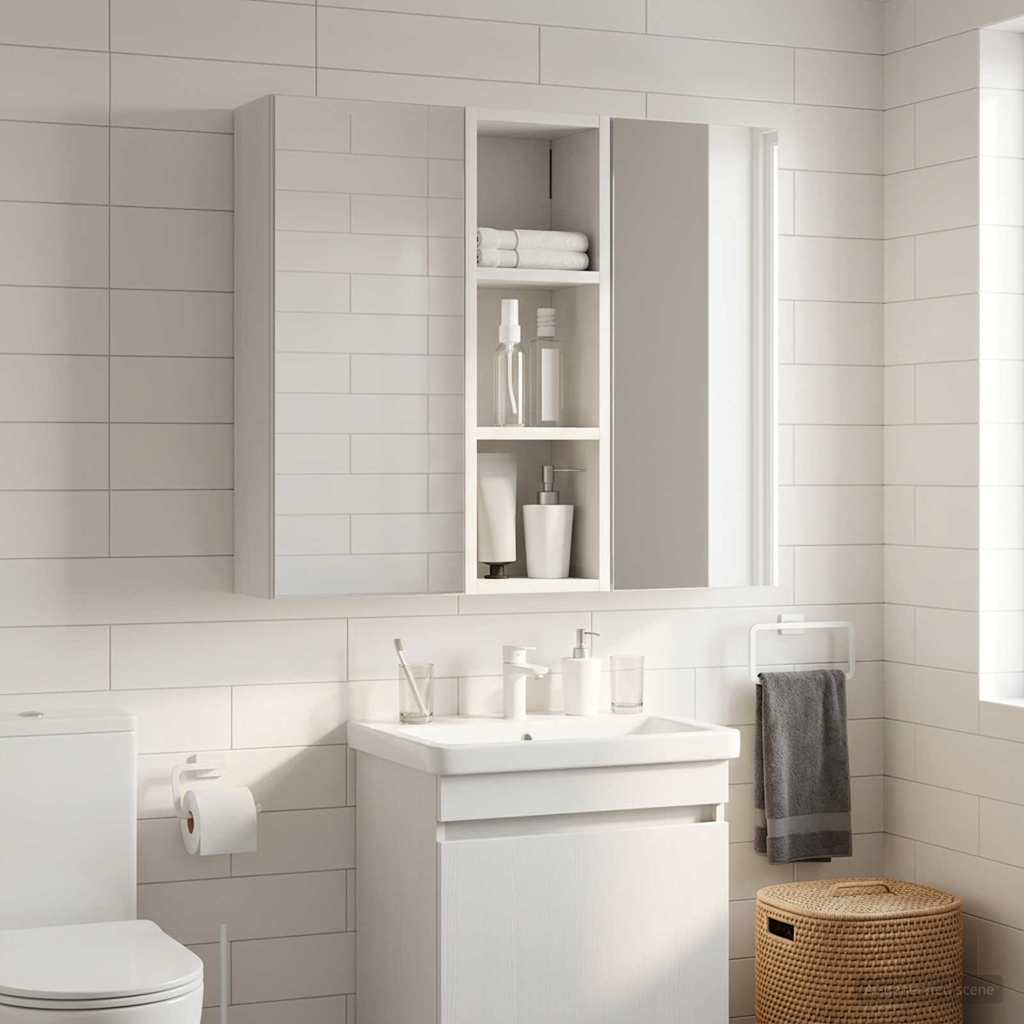 Badezimmer-Wandschrank Weiß 20 x 16 x 62,5 cm Holzwerkstoff