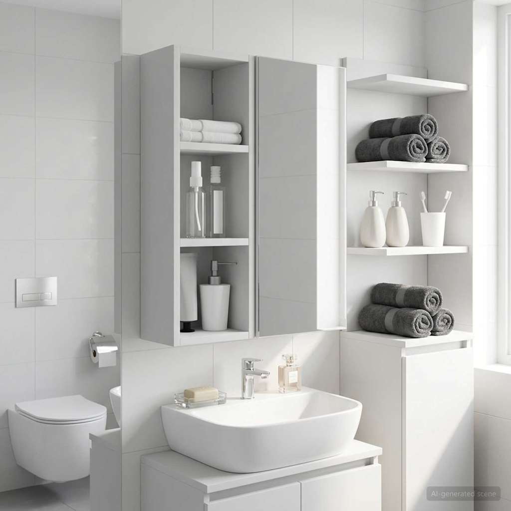 Badezimmer-Wandschrank Weiß 20 x 16 x 62,5 cm Holzwerkstoff