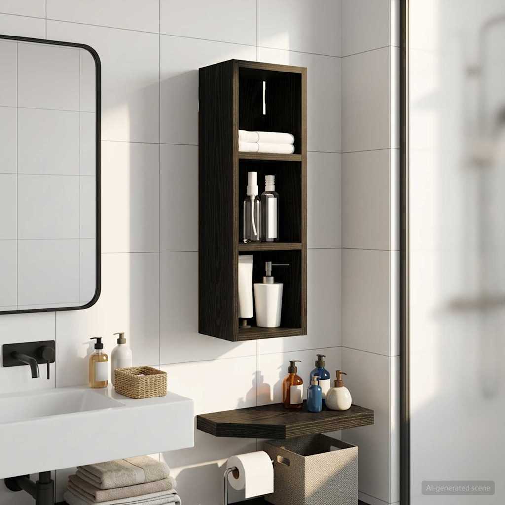 Badezimmer-Wandschrank Schwarze Eiche 20 x 16 x 62,5 cm