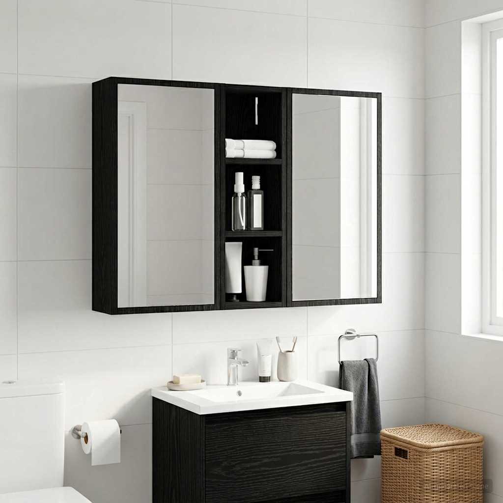 Badezimmer-Wandschrank Schwarze Eiche 20 x 16 x 62,5 cm