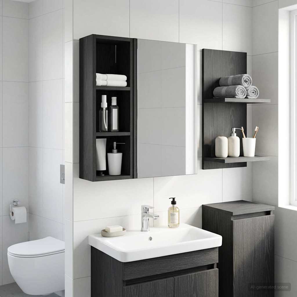 Badezimmer-Wandschrank Schwarze Eiche 20 x 16 x 62,5 cm