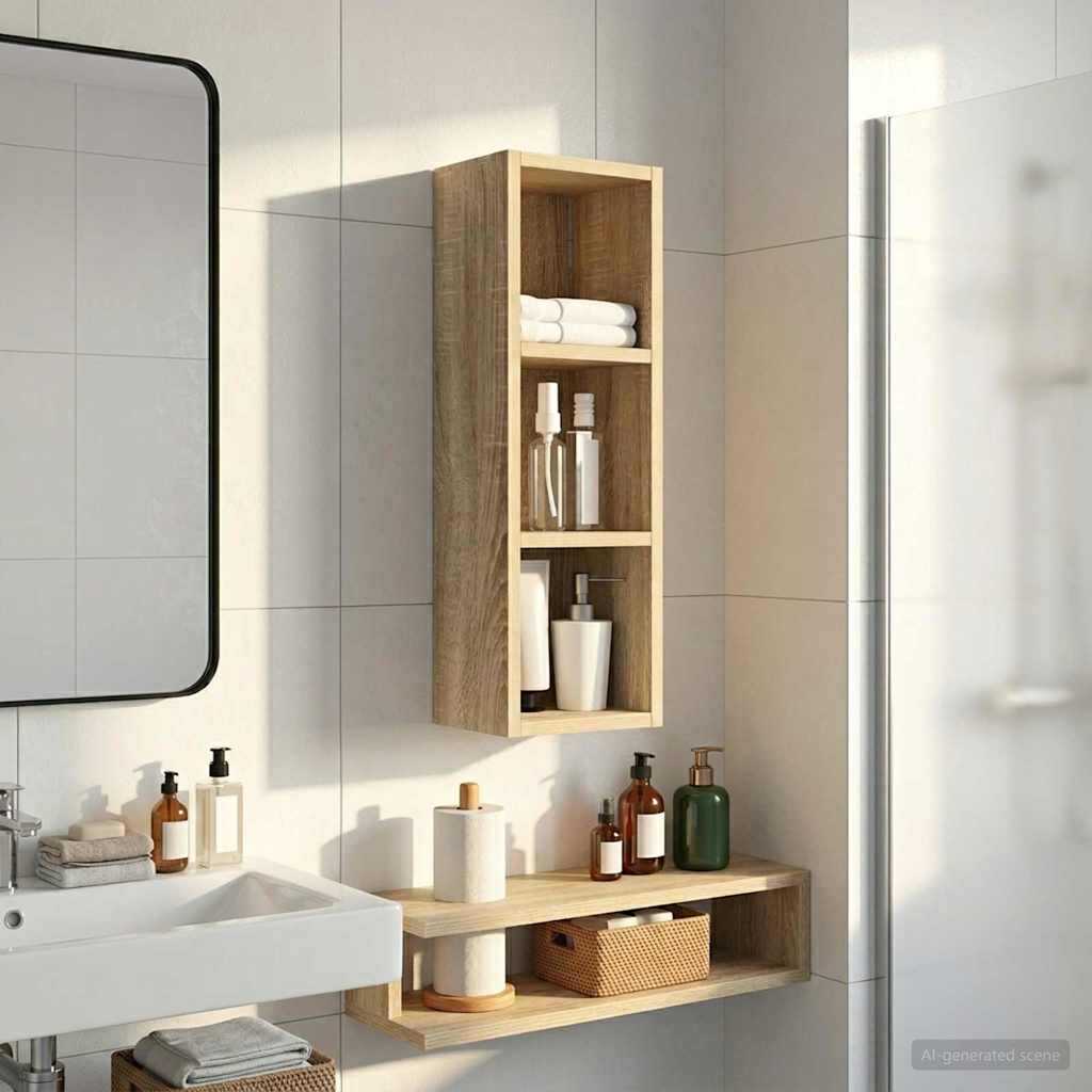 Badezimmer-Wandschrank mit Regal Sonoma-Eiche 20 x 16 x 62,5 cm