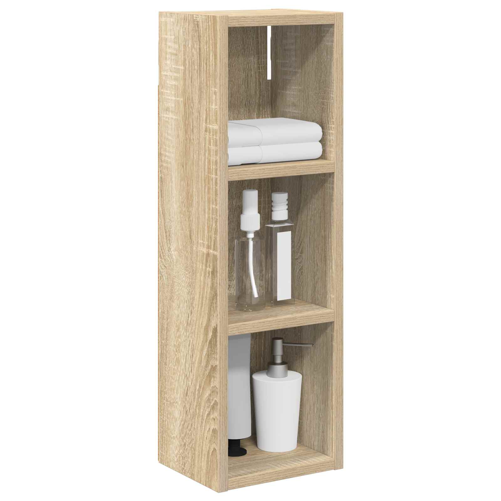 Badezimmer-Wandschrank mit Regal Sonoma-Eiche 20 x 16 x 62,5 cm