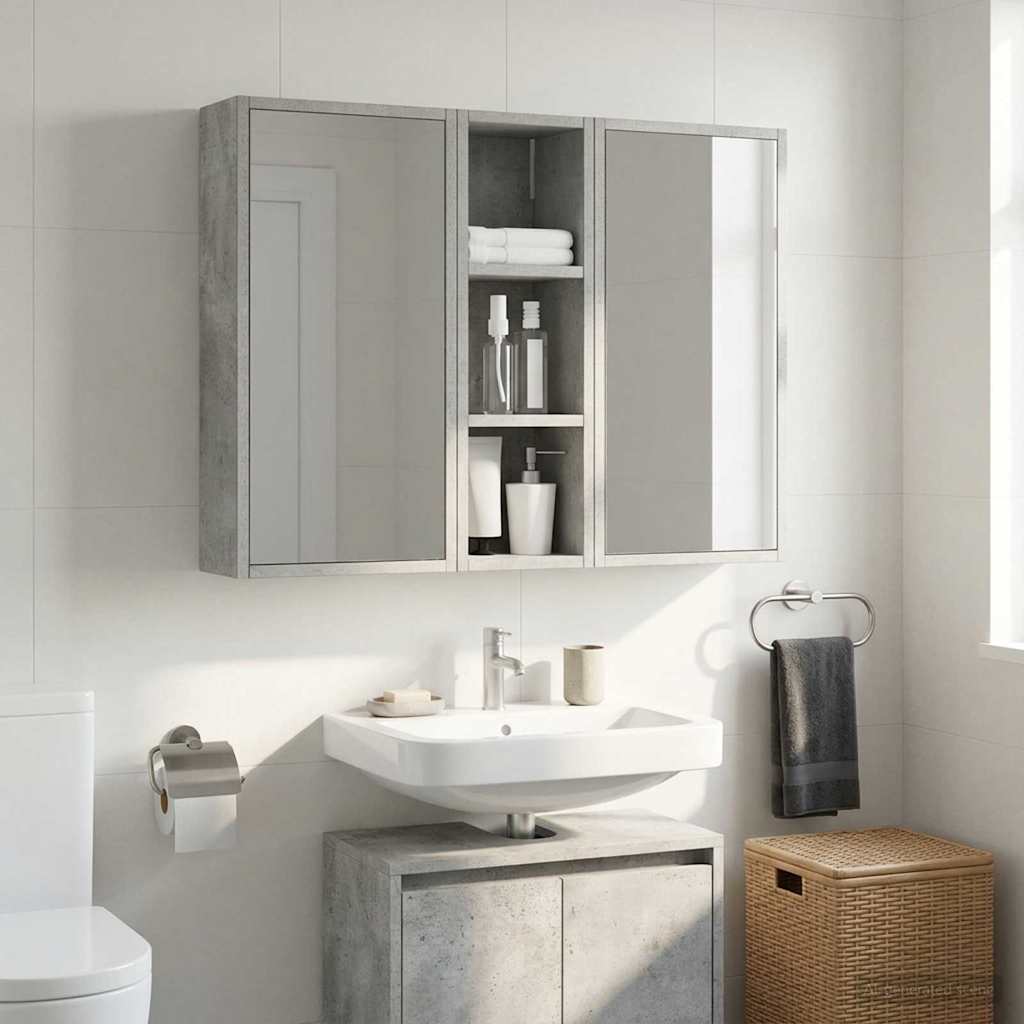 Badezimmer-Wandschrank mit Regal Betongrau 20 x 16 x 62,5 cm