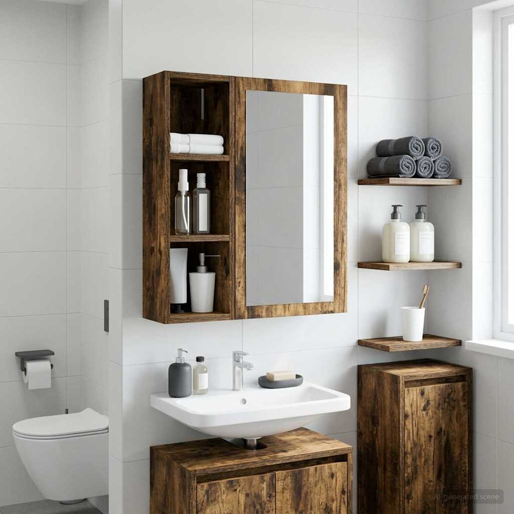 Badezimmer-Wandschrank Geräucherte Eiche 20 x 16 x 62,5 cm