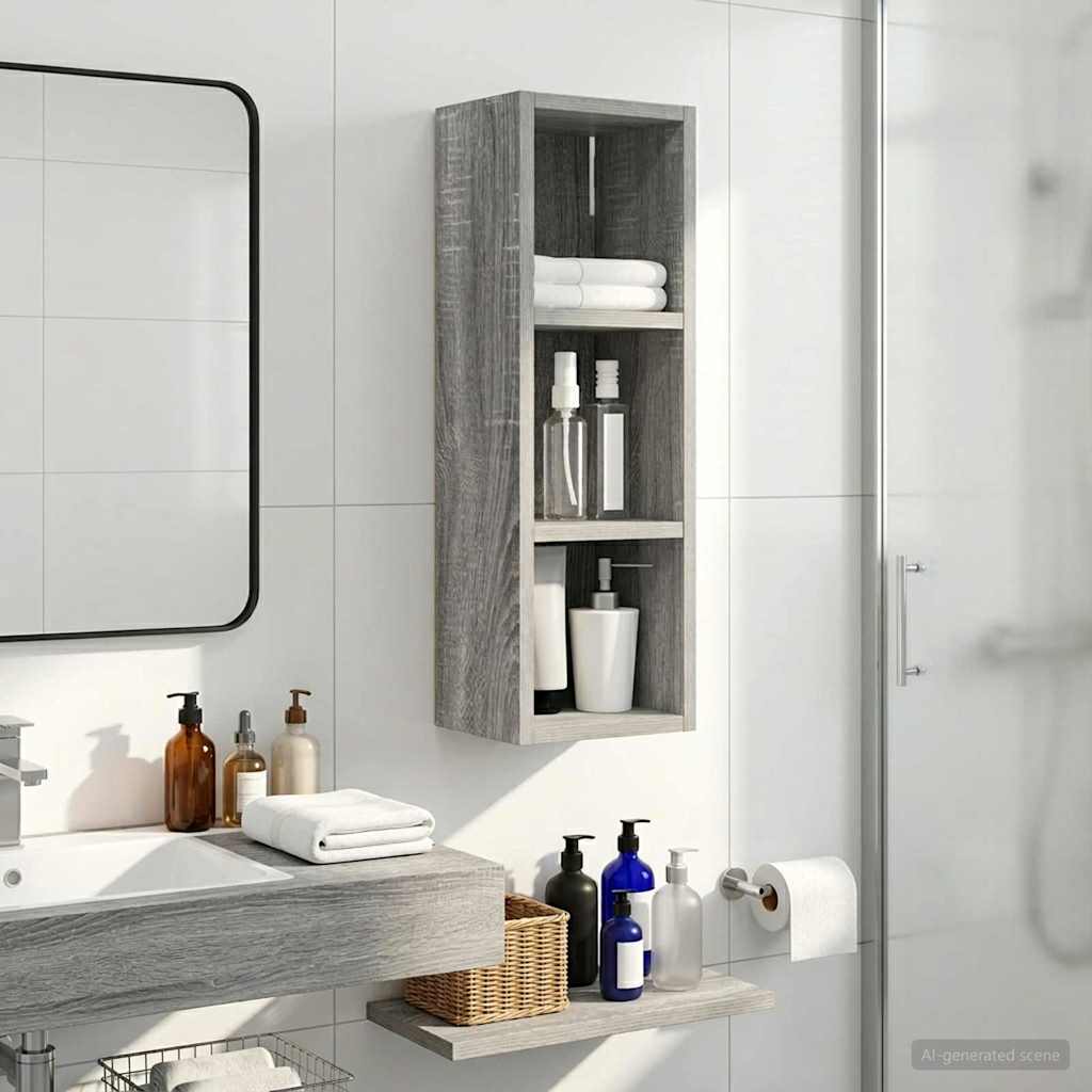 Badezimmer-Wandschrank Graues Sonoma 20 x 16 x 62,5 cm