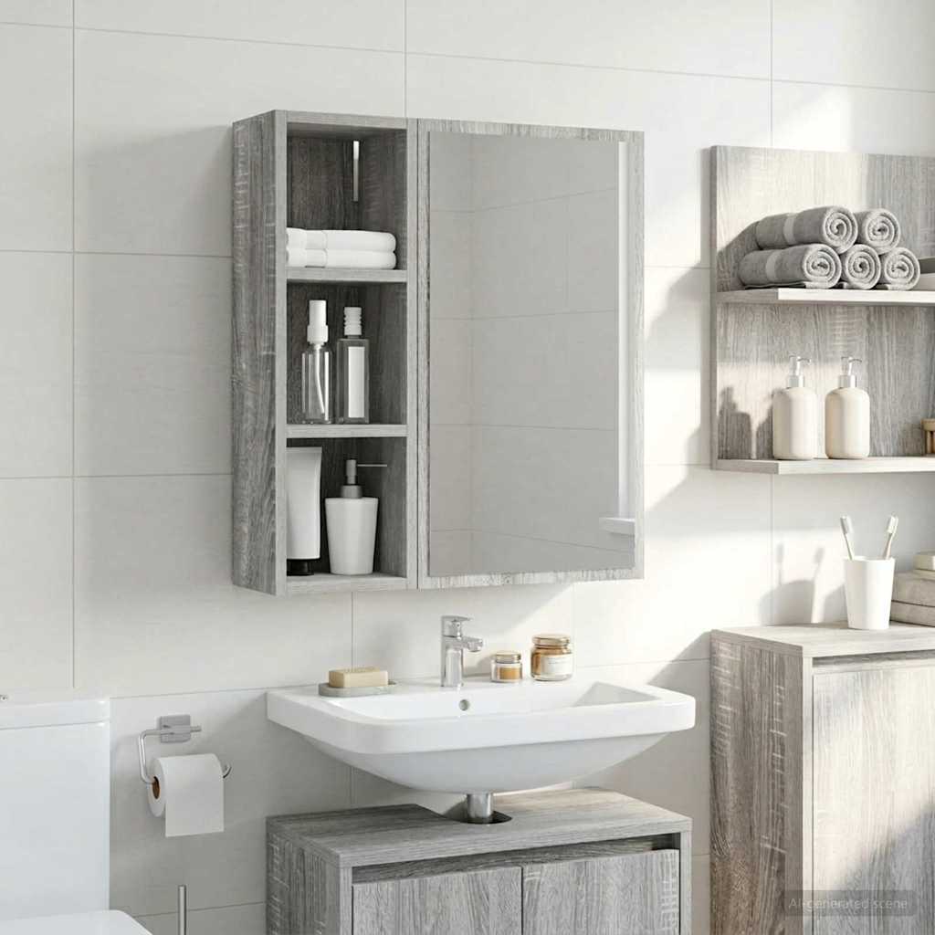 Badezimmer-Wandschrank Graues Sonoma 20 x 16 x 62,5 cm