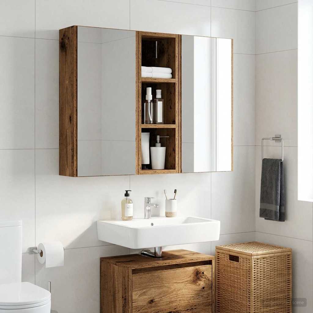 Badezimmer-Wandschrank Altholz 20 x 16 x 62,5 cm Holzwerkstoff